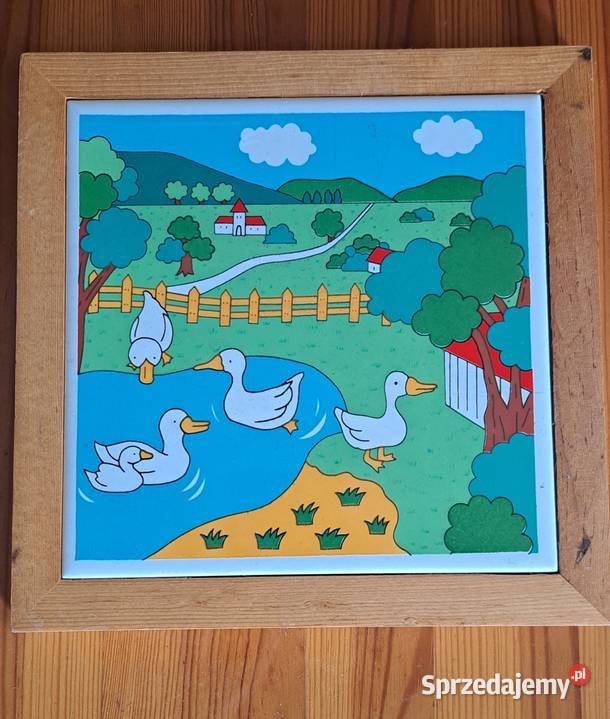 ceramiczna płytka oprawiona w drewnianą ramkę Warszawa