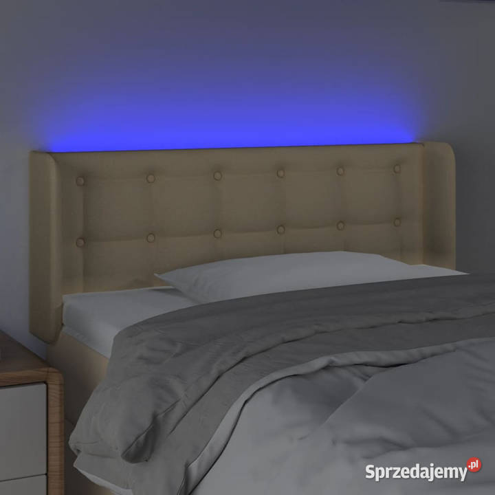 Zagłówek do łóżka z LED kremowy 93x16x7888
