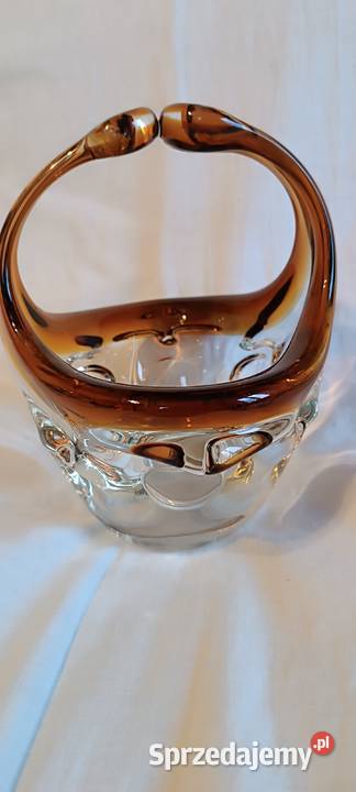 Szklany koszyczek z czeskich hut szkła styl małopolskie sprzedam