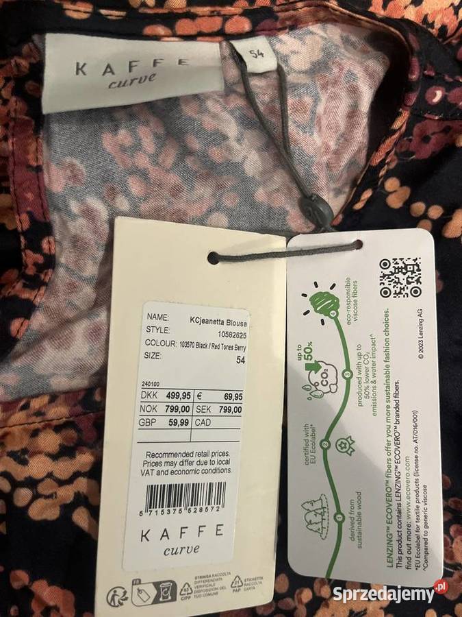 Kaffe Curve bluzka damska modny wzór viscoza kolorowy Choszczno