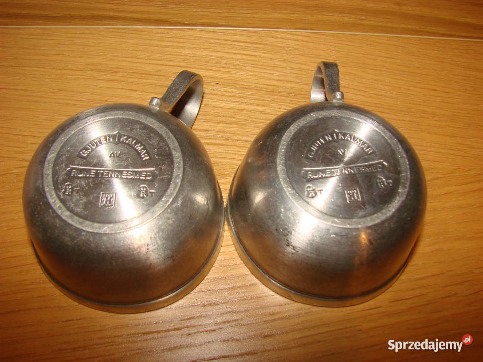 Gjuten I Kalmar cynowe filiżanki Kolekcje Pruszcz Gdański