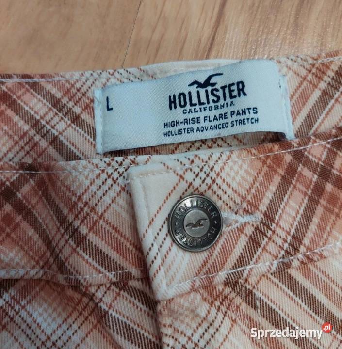 Hollister HighRise Flare spodnie w kratę L Inowrocław
