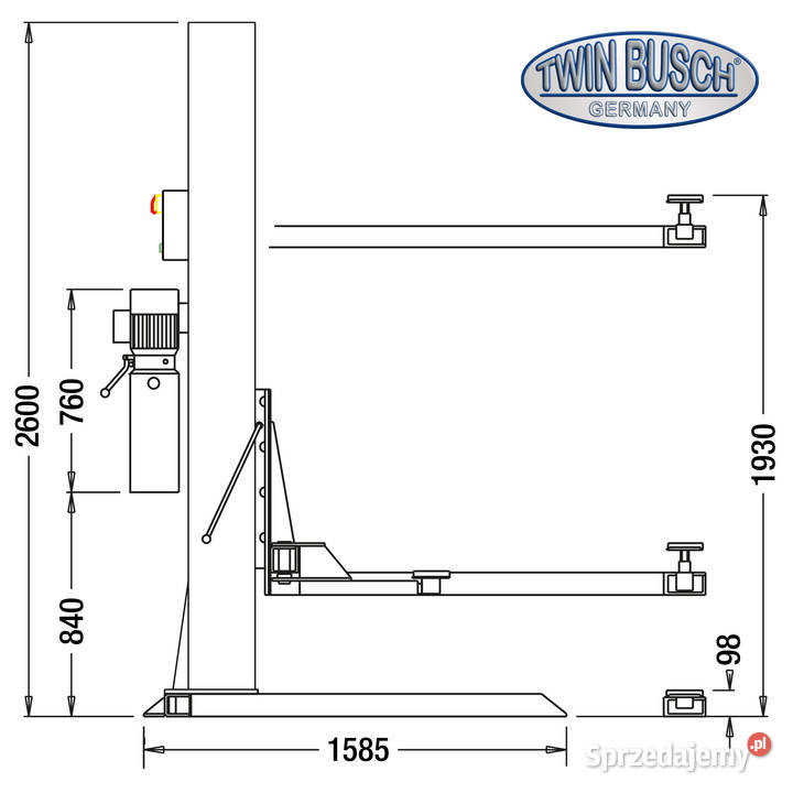Podnośnik Jednokolumnowy TW 125 FG stacjonarny Tychy