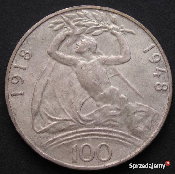CZECHOSŁOWACJA 100 KORON 1948 SREBRO STAN 12 Łódź sprzedam