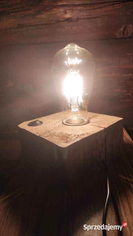 Lampka drewniana rustykalna loftowa Dom i Ogród Olsztyn