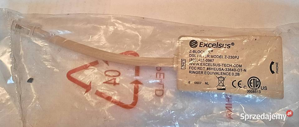 Filtr do modemu Excelsus DSL typ Z230PJ Internet i komunikacja sprzedam