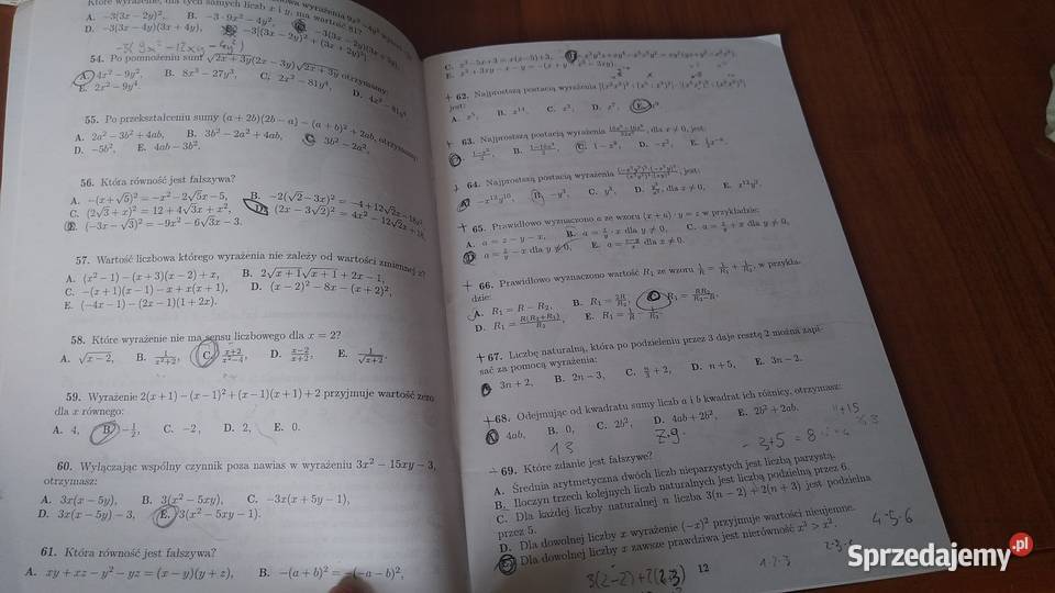Matematyka 8 testy wyboru wielokrotnego Bolałek pomorskie Gdańsk sprzedam