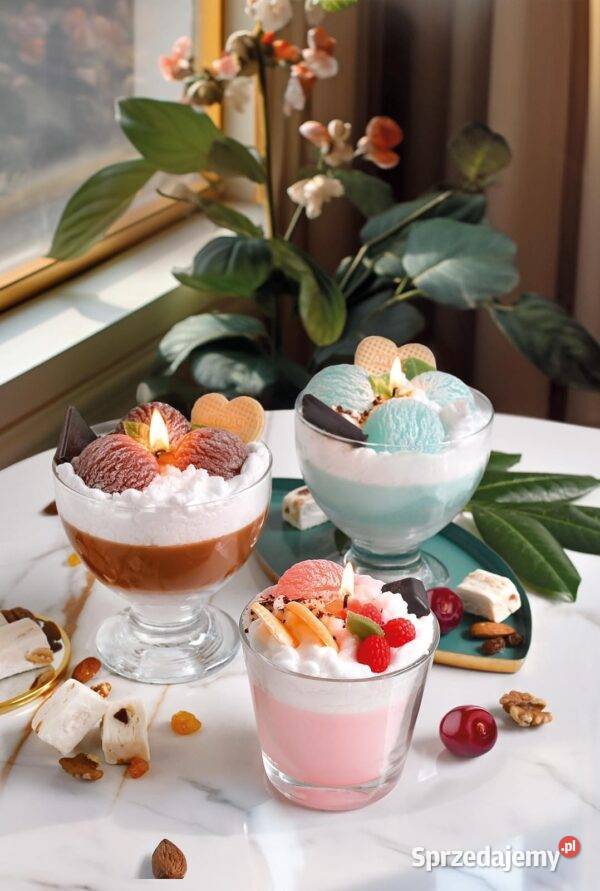 Dekoracyjna świeca zapachowa deser w kształcie Golkowice sprzedam