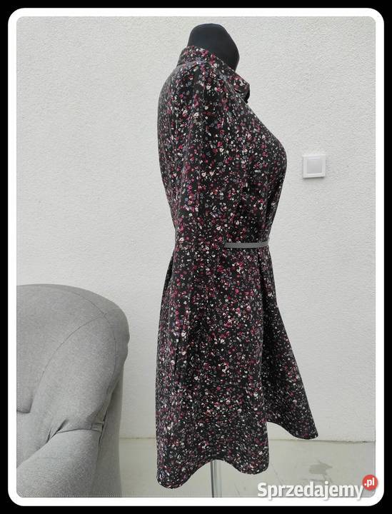 Janina czarna sukienka w drobne kwiatki 42 XL Moda i Styl mazowieckie Płock