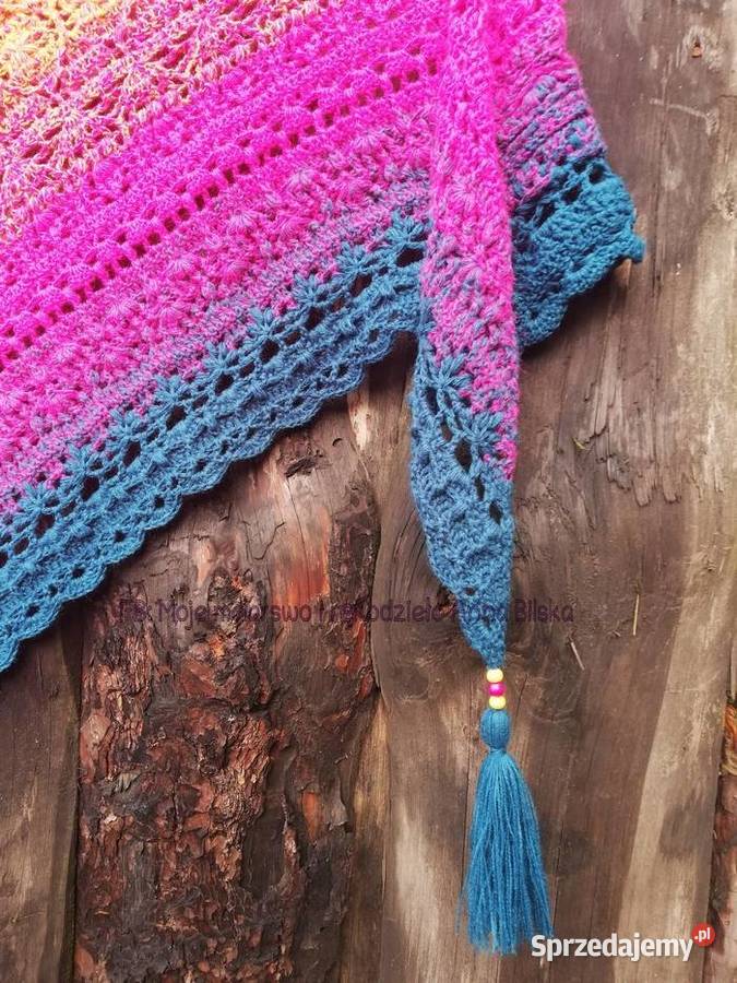 Chusta Ombre miodowyfuksjamorska rękodzieło świętokrzyskie Skarżysko-Kamienna