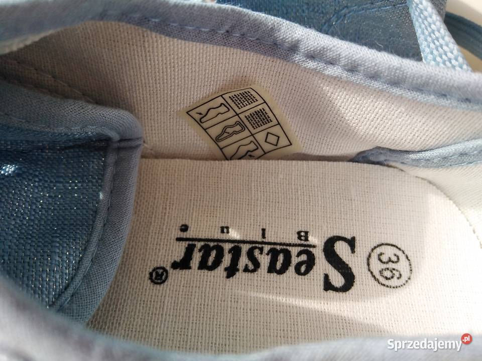 Niebieskie trampki ze srebrną nitką tenisówki Warszawa