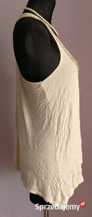 Letnia beżowa kremowa bluzka tunika asymetryczna Krosno