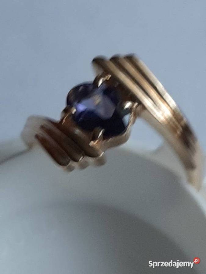 Pierścionek Damski Żółte Złoto Duży Tanzanite Grodzisk Mazowiecki