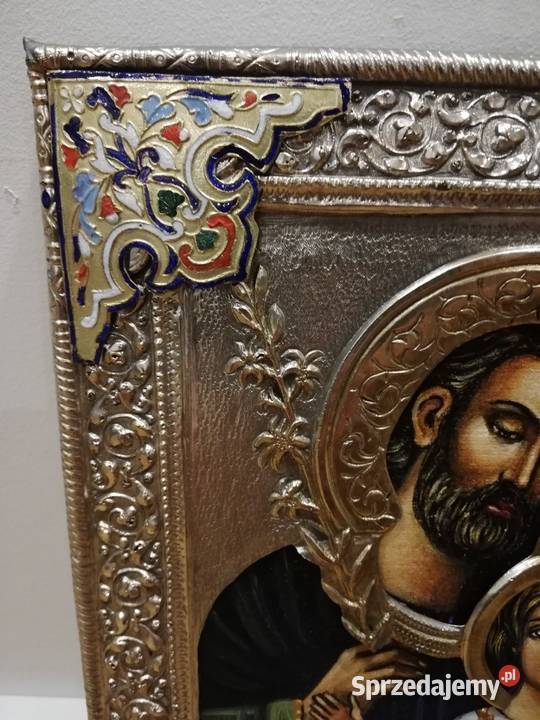 Piękna ikona przedstawiająca Świętą Rodzinę Łódź