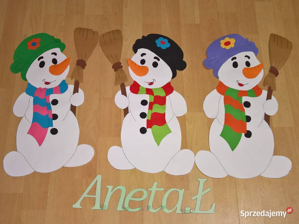 Dekoracje dwustronne okienne o tematyce zimowej Ryki