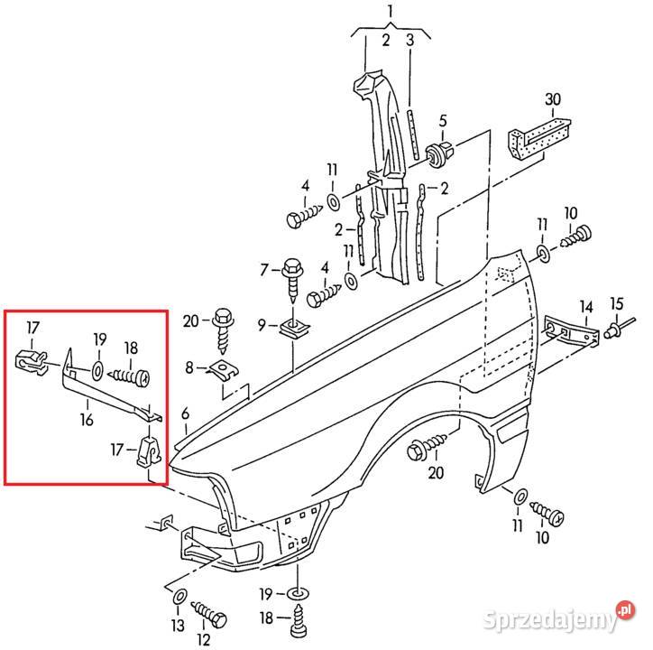 Audi 80 Wspornik Uchwyt błotnika 893821137 części blacharskie Dębica