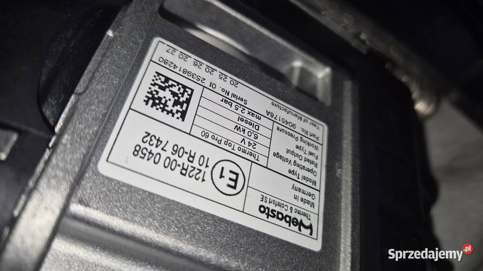 Nowe Webasto thermo top pro 60 pro60 60kw 24v Rok produkcji 2024 Ogrzewanie postojowe sprzedam
