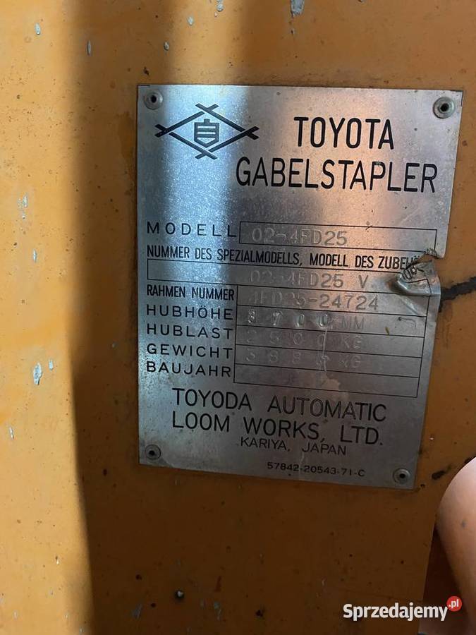 Wózek widłowy Toyota 024fd25 Lwówek Śląski