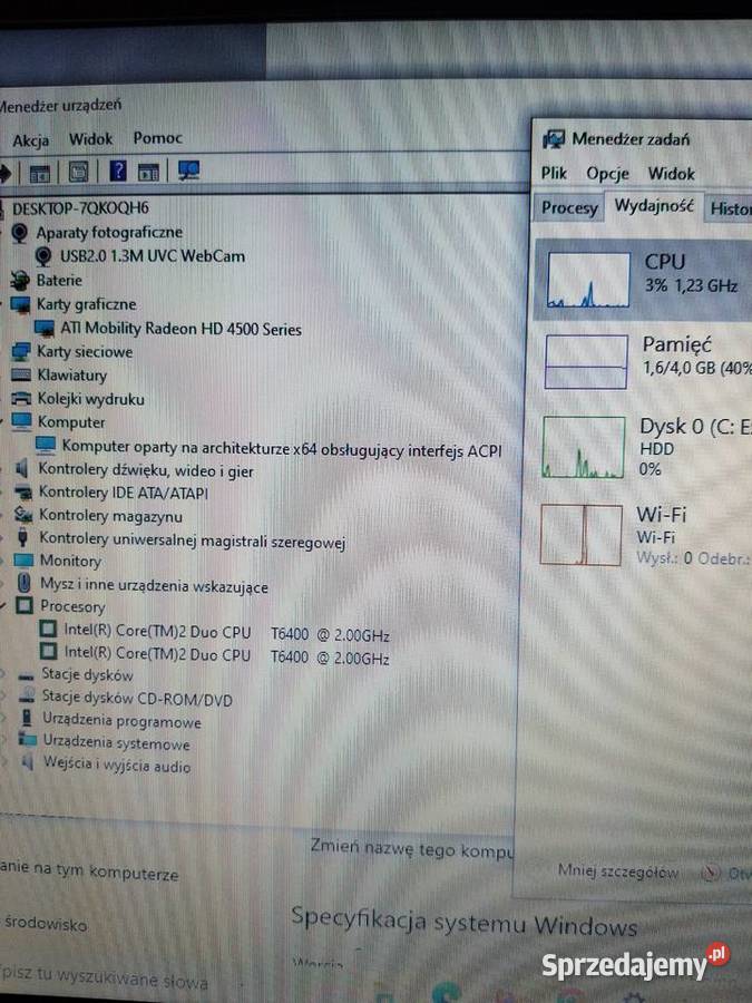 Laptop Asus X61S 2x20Ghz4Gb250GbAti 512Mb podkarpackie Rymanów