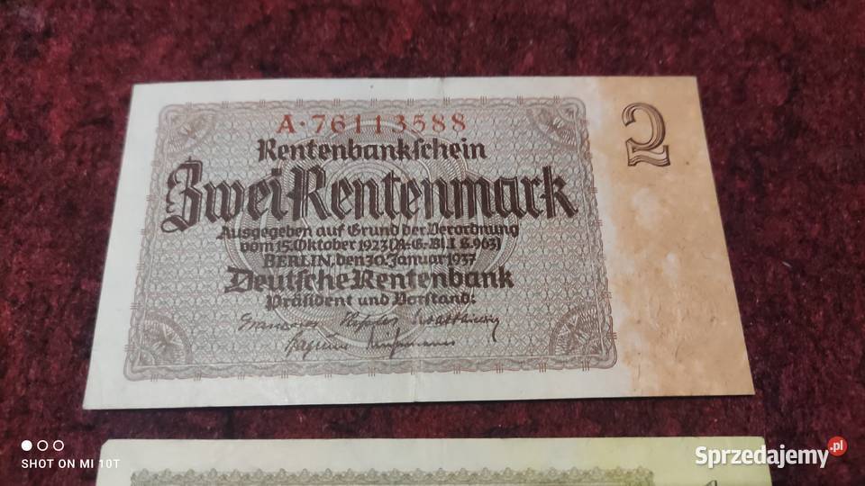 Niemcy dwa banknoty 1 i 2 marki 1937 Milicz