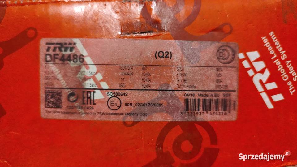 NOWE Tarcze hamulcowe TRW DF4486 osobowe
