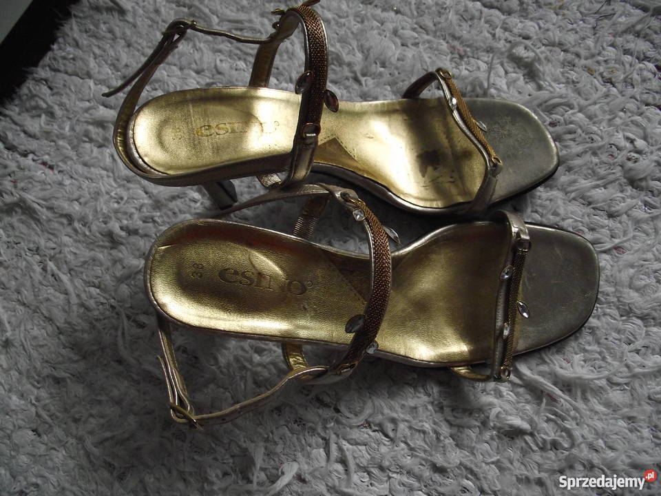 ESINO WŁOSKIE MARKOWE SANDAŁKI NA SZPILCE r 38 Inna marka Piła