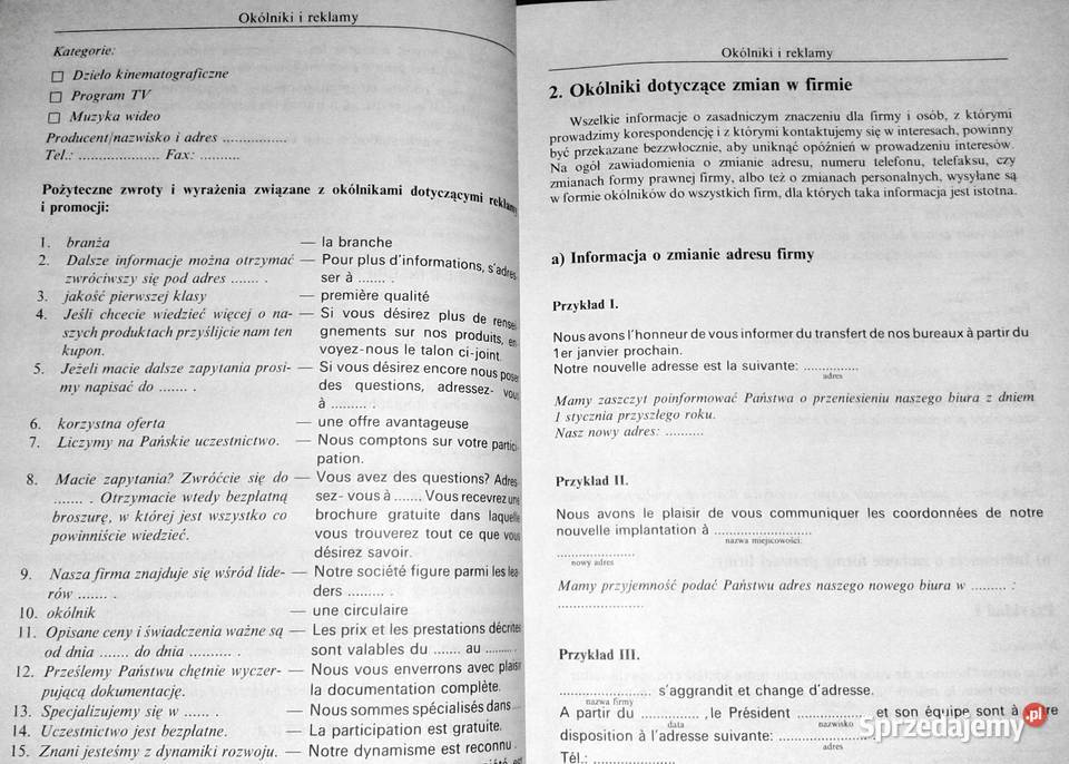 Le francais commercial Wzory francuskich listów lubelskie Chełm