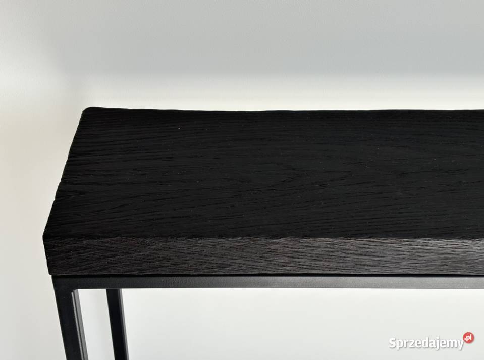 Konsola loft dębowy czarny blat Shou Sugi Ban