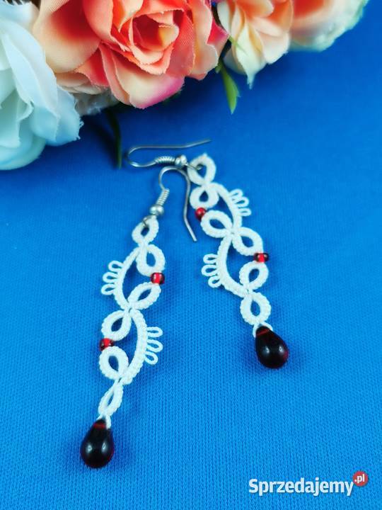 Kolczyki frywolitkowe Wiśniowa