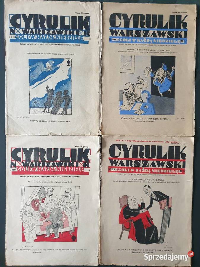 Cyrulik Warszawski 4 numery tygodnik satyryczny Czasopisma Gdynia sprzedam