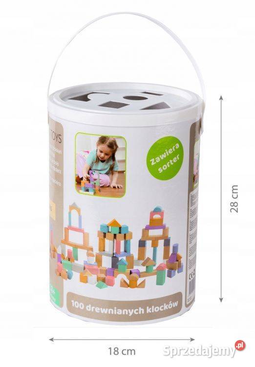 Drewniane klocki 100 wiaderko sorter Ecotoys podlaskie Bielsk Podlaski sprzedam