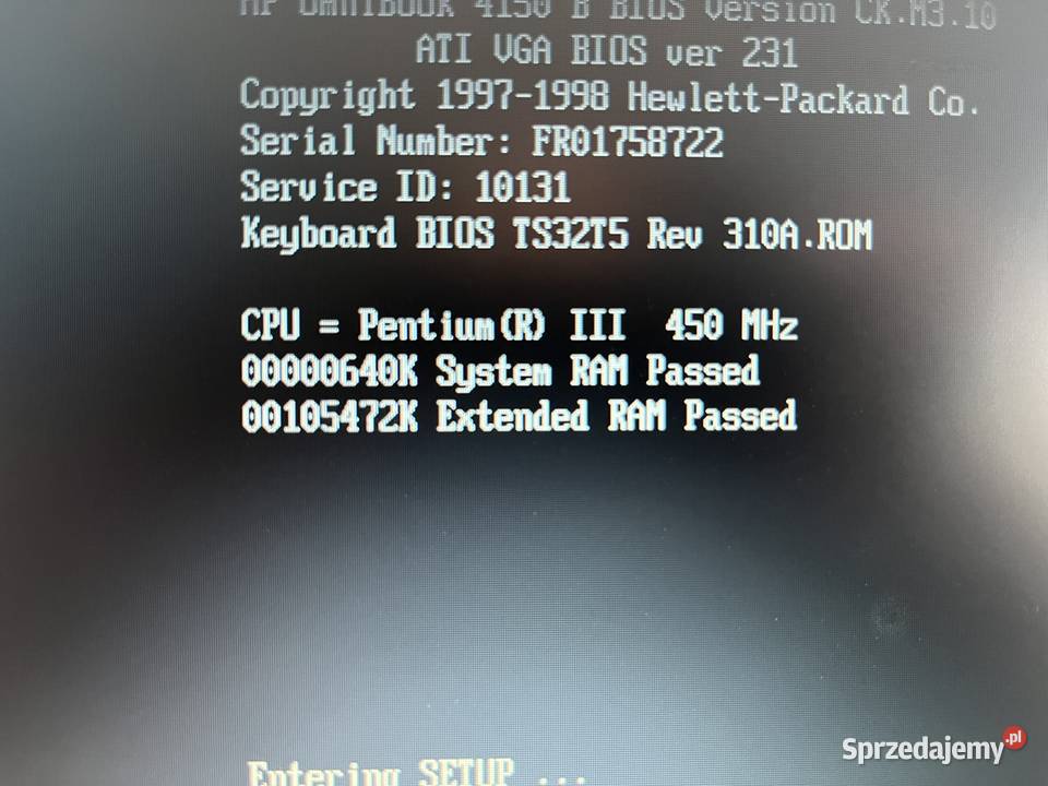 Zabytkowy laptop HP OmniBook 4150 Brzana sprzedam