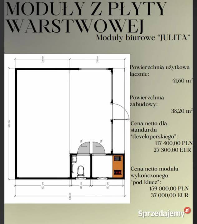 Na sprzedaż dom modułowy 41.6m2 Olsz