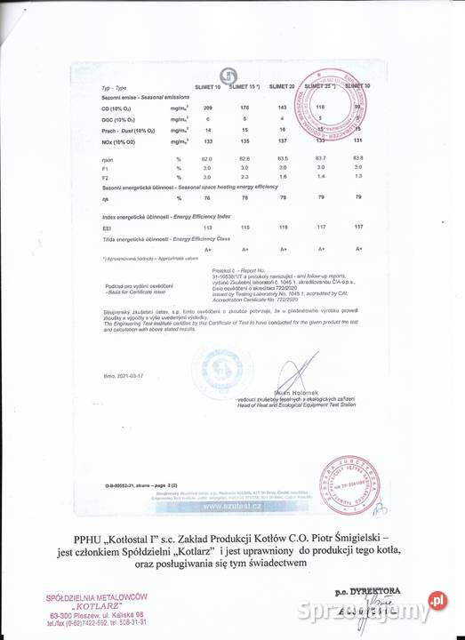 Kocioł SLIMET moc 20 kW z palnikiem KIPI Golub-Dobrzyń