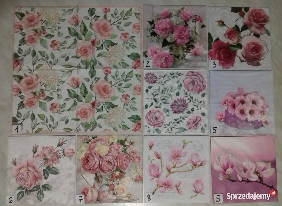 Serwetki decoupage kwiaty zestaw B Rękodzieło sprzedam