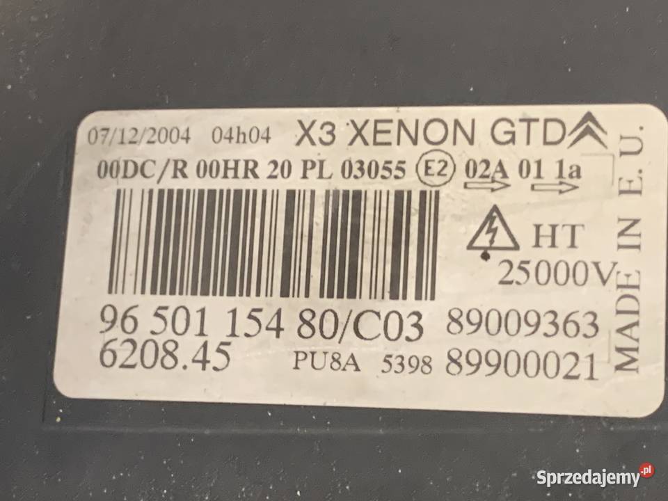 Citroen C5 I lift II 0408 lampa lewy przód XENON małopolskie sprzedam