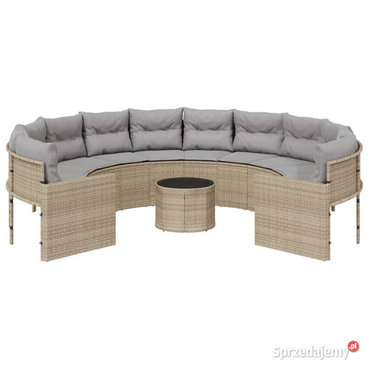 Sofa ogrodowa stolik i poduszki okrągła beżowy mazowieckie Warszawa
