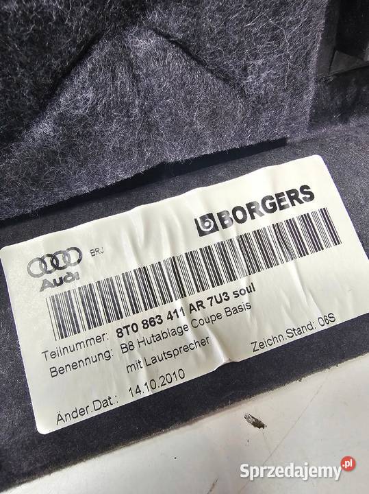 PÓŁKA TYLNA TYŁ AUDI A5 8T COUPE 8T0863411AR osobowe Przystajń sprzedam