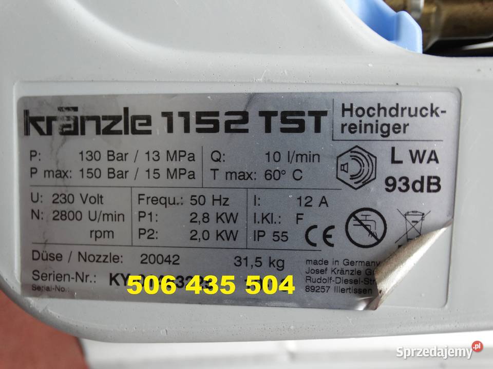 Myjka Ciśnieniowa Kranzle 1152 TST zwijak Radom