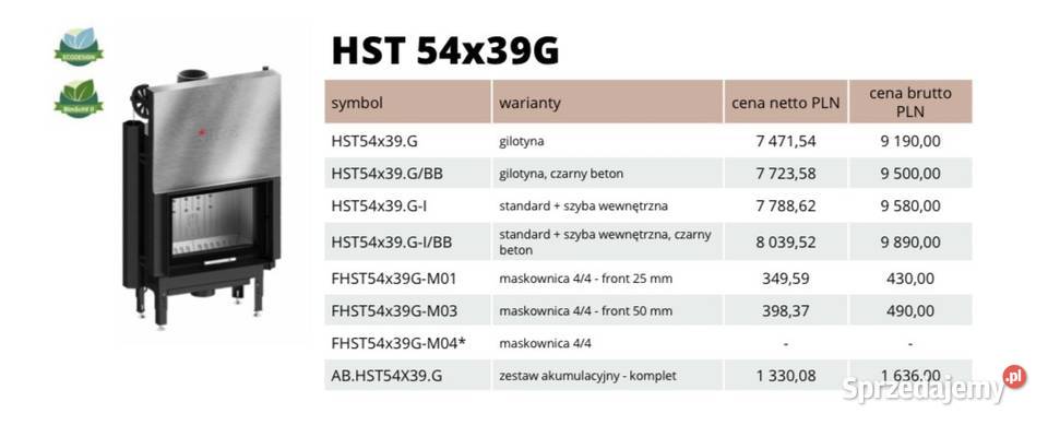 HITZE HST5439G Wkład kominkowy Klasa A Ecodesign Konin
