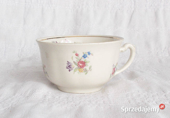 retro filiżanka w kwiatki kremowa filiżanka Szczecin