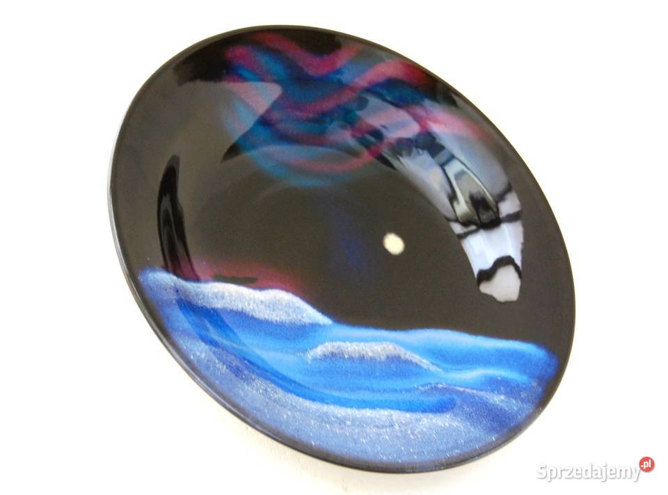 Talerz ścienny patera kamionka ręcznie malowana Lublin