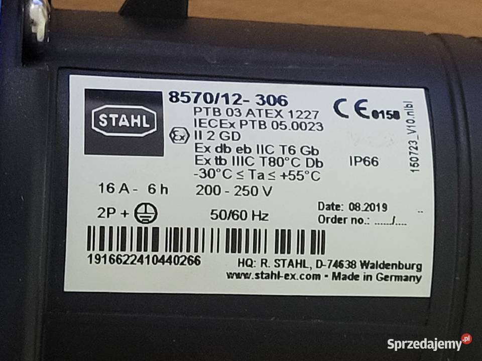 Wtyczka instalacyjna Stahl 857012306 pomorskie Orle