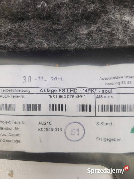 OSŁONA POD KIEROWNICĘ AUDI A1 8X 8X1863075 osobowe Osłony i zaślepki sprzedam