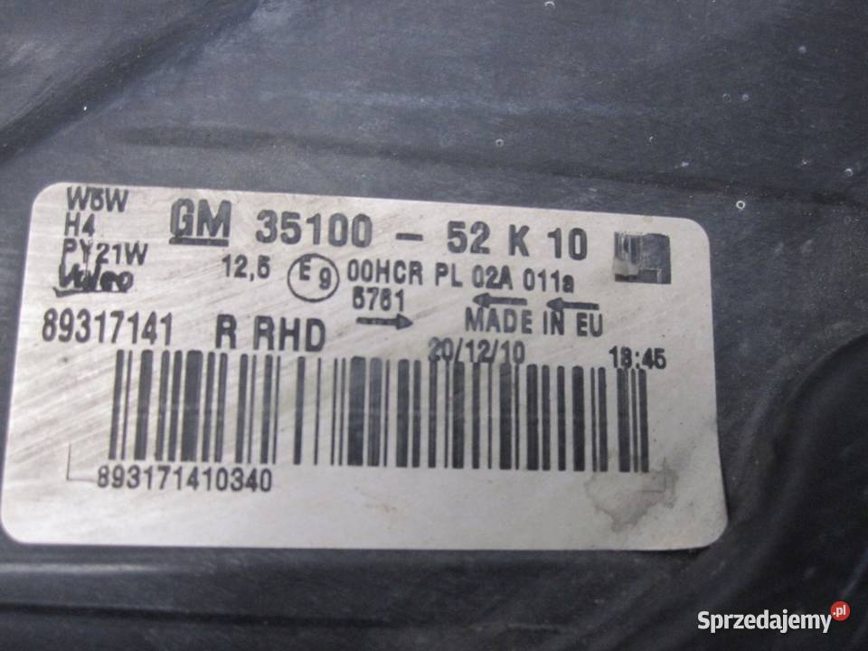 OPEL AGILA B 11r lampa prawa przód 3510052K10 Kielce sprzedam