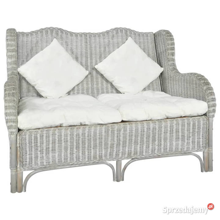 Sofa 2osobowa szara naturalny rattan i len Sofy i kanapy mazowieckie Warszawa
