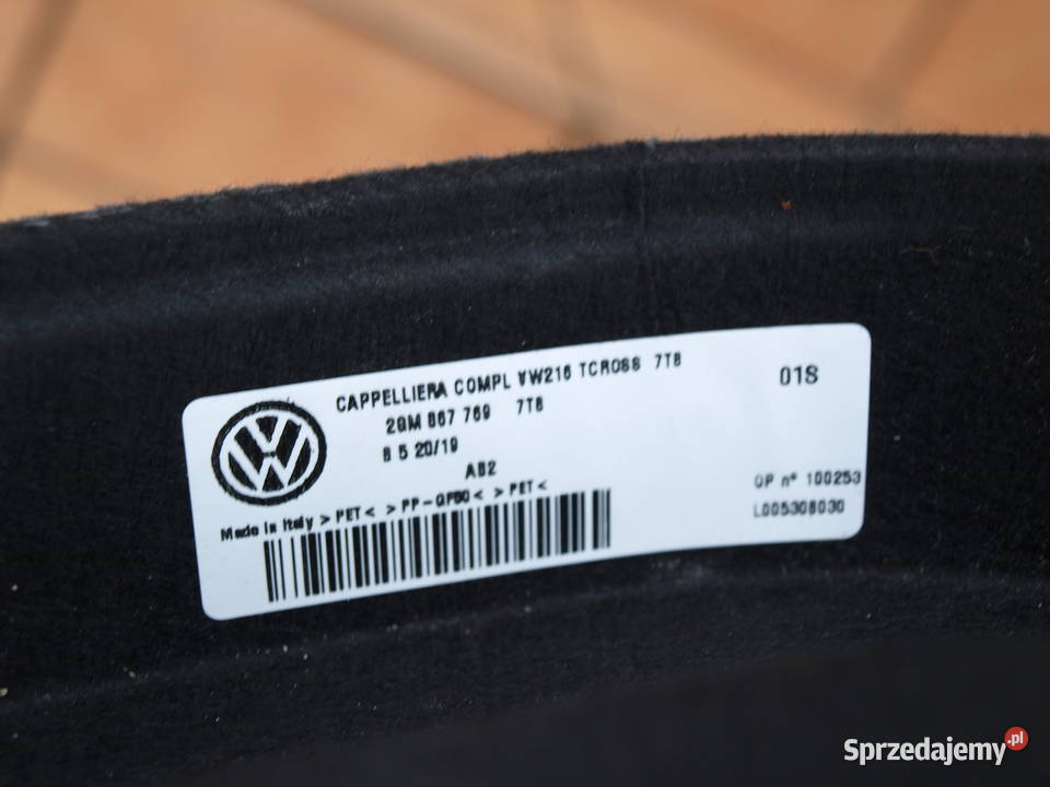 VW T Cross półka bagażnika tył oryginalna 2018 osobowe Wyposażenie wnętrza wielkopolskie Kalisz