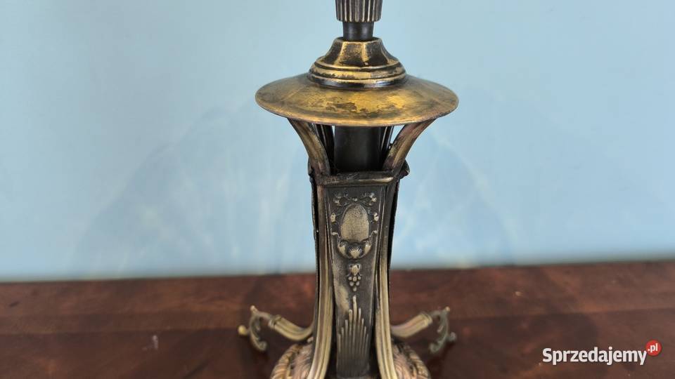 Piękna mosiężna patera z kryształowym szkłem Antyki Łódź