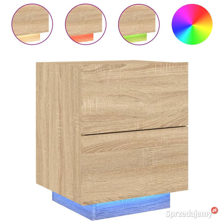 Szafka nocna z LED kolor dąb sonoma materiał Warszawa