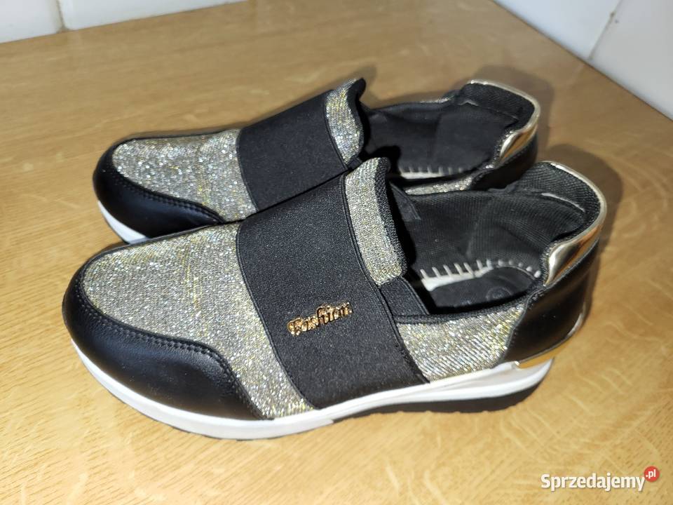 Stylowe Slipon sneakersy z połyskiem Kąśna Górna